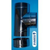 Тройник 90º с заглушкой дымоходный из нержавеющей стали толщиной 0,5 мм без утеплителя Ø 200 мм