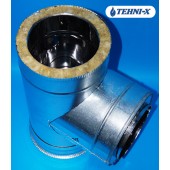 Тройник с лейкой из нержавеющей стали толщиной 0,5 мм с термоизоляцией в оцинкованном кожухе Ø 100x160 мм (Сэндвич)