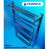 Водяной полотенцесушитель Tehni-x Зигзаг Полка, высота 100 см, ширина 53 см, межосевое расстояние 50 см