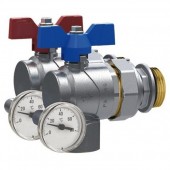 Кран с американкой и термометром 1" ITAL угловой полнопроходной