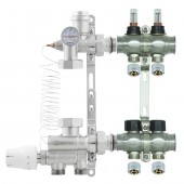 Коллектор RAFTEC в сборе на 2 контура из нержавеющей стали, нижнее подключение