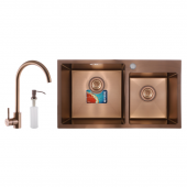 Набор Mixxus SET-7843D-220x1.0-PVD Bronze (мойка+смеситель+диспенсер)