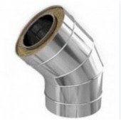 Колено утеплённое 45º из нержавеющей стали толщиной 0,5 мм с термоизоляцией в оцинкованном кожухе Ø 120x180 мм (Сэндвич)