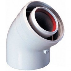 Коаксиальный промежуточный угол 60/100/45° для подключения дымохода традиционного котла 