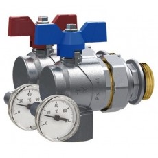 Кран с американкой и термометром 1" ITAL угловой полнопроходной