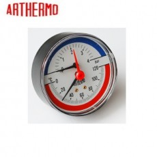 Термоманометр аксіальний (Ø80 мм, 0-6 бар, 0-120°С), задний выход, ARTHERMO