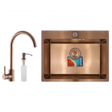 Набор Mixxus SET-6045-200x1.0-PVD Bronze (мойка+смеситель+диспенсер)