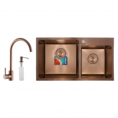 Набор Mixxus SET-7843D-220x1.0-PVD Bronze (мойка+смеситель+диспенсер)