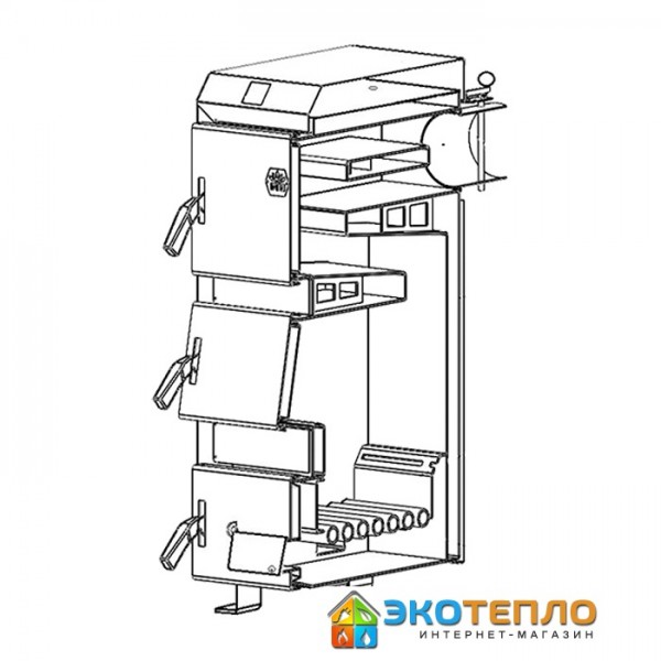 Котел на твердом топливе для отопления 17 кВт длительного горения