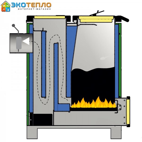 Котел на твердом топливе для отопления 18 кВт длительного горения