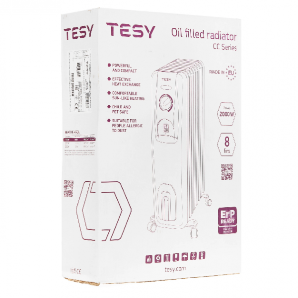 Масляный радиатор Tesy CC 2008 E05 R (с терморегулятором, датчиком от падения и перегрева)