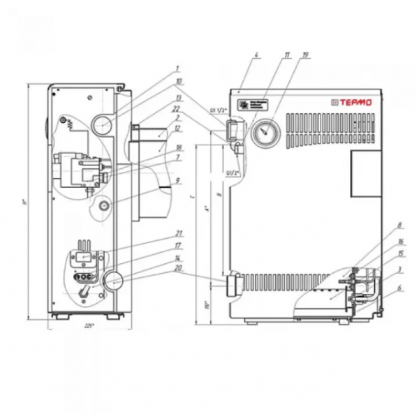 Газовый котел Термо АОГВ 12 С парапетный одноконтурный (труба в комплекте)