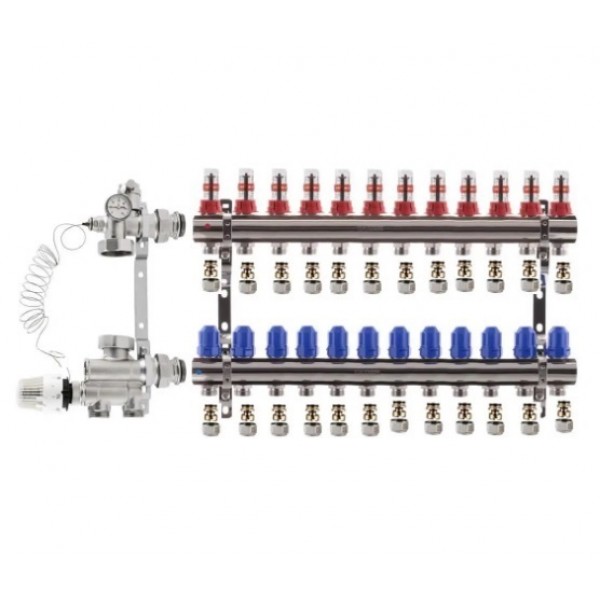 Коллектор в сборе KOER на 12 контуров нижнее подключение