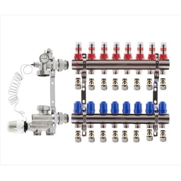 Коллектор в сборе KOER на 8 контуров нижнее подключение