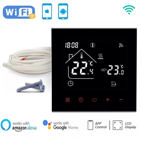 Терморегулятор для теплого пола программируемый Tervix M4A HGB - WIFI black  