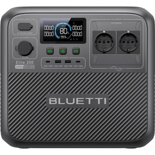 BLUETTI Elite 200 V2 — портативная электростанция LiFePO4 Зарядная станция BLUETTI Elite 200 V2 2600 Вт 2073,6 Вт·ч