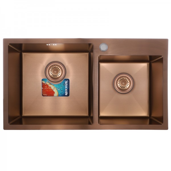 Набор Mixxus SET-7843D-220x1.0-PVD Bronze (мойка+смеситель+диспенсер)